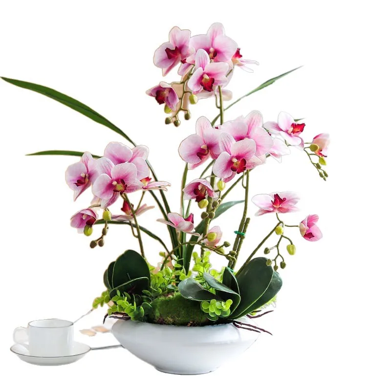 

Feel Phalaenopsis simulated flower high end set living room front desk fake potted plant decoration
