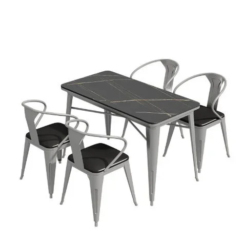 #Modern Industrial Rectangular Wood Kitchen Table Iron Chair For Dining Use School Pub Home Bar Restaurant Hotel Workshop Outdoo
