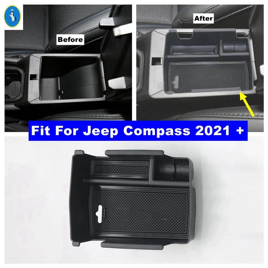 

For Jeep Compass 2021 2022 Armrest Arm Rest Storage Box Center Console Compartment Glove Tray Organiser Car Interior Accessories