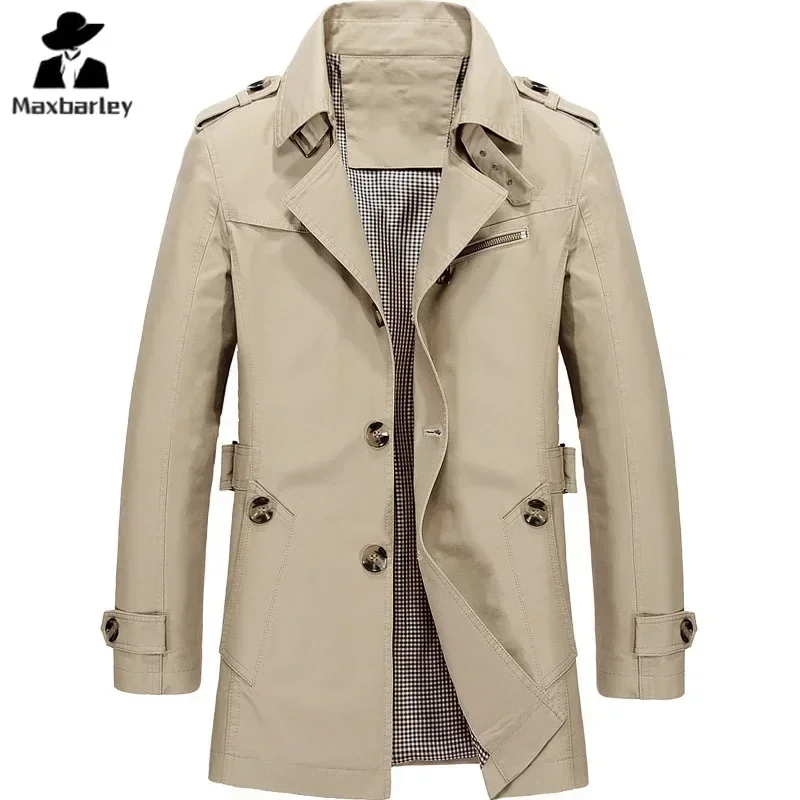 

Spring Autumn and Winter Fashion Street Coat Men's Business Coat Long Jacket Pure Cotton Casual Windbreaker Coat