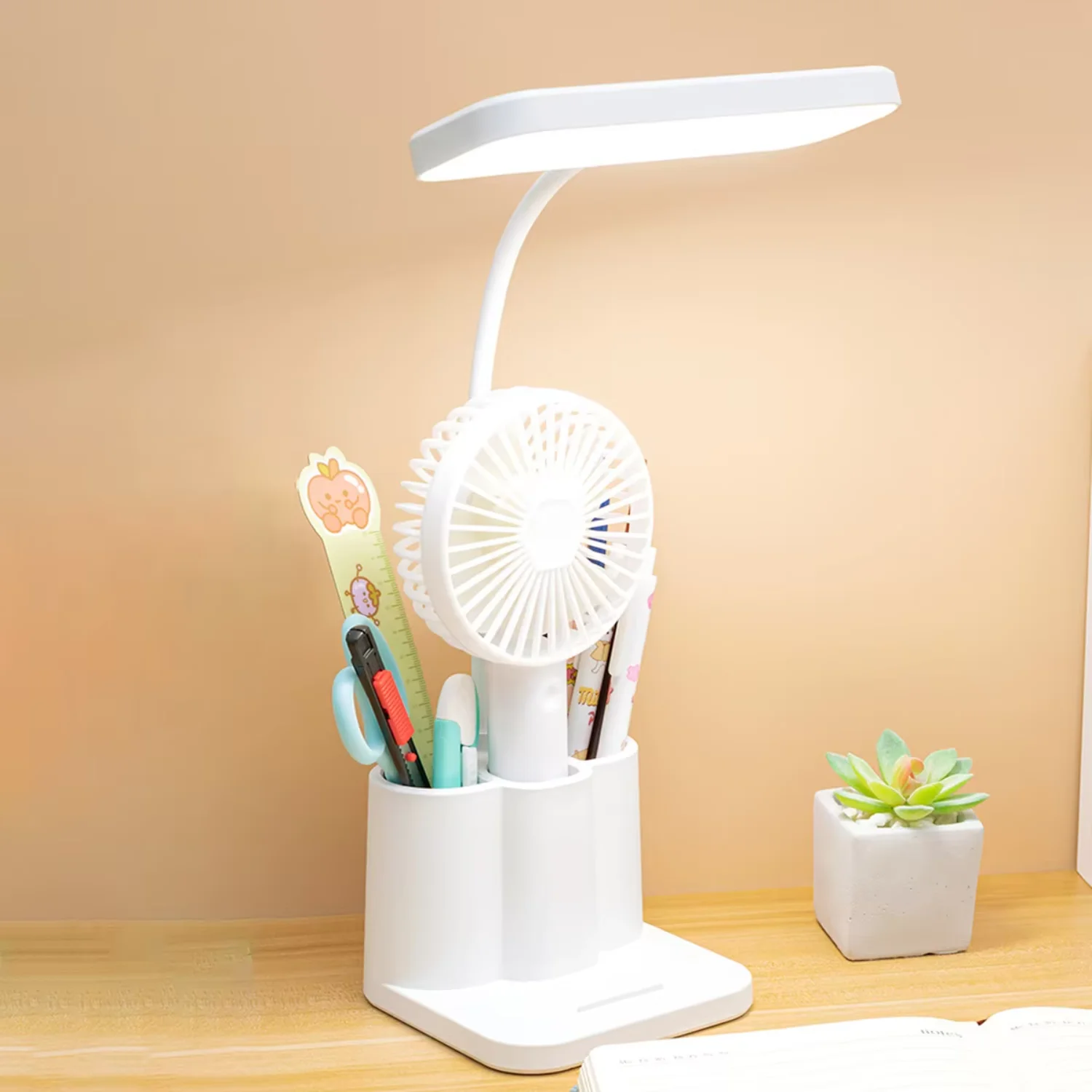 USB Rechargeable Table Lamp Learning Dormitory Bedroom Bedside  Night Light Eye Protection 3 Levels Dimmable  Desk Lamp