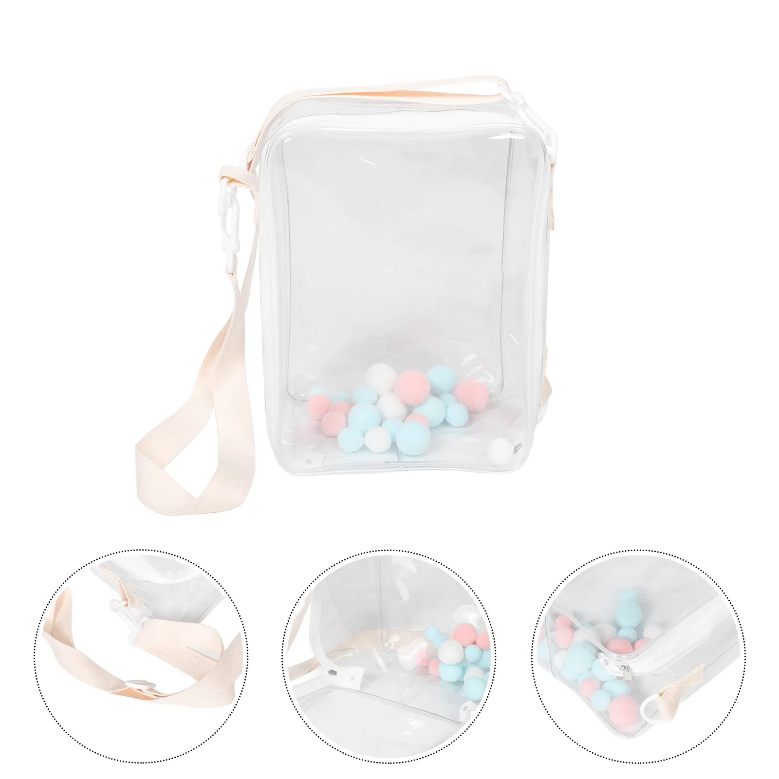 

Clear Cotton Figures Storage Bag Large Capacity PVC Shoulder Bag Crossbody Carrying Case Portable Transparent Display Case