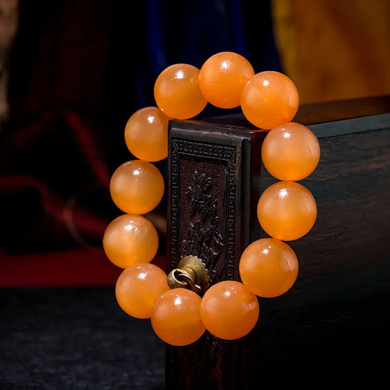 - natural authentic gold-thread yak bracelet, genuine Tibetan-style old material horn Buddhist round bead