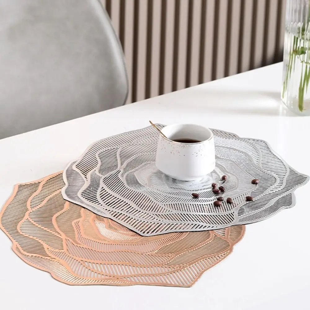 

Anti-Slip Rose Flower Placemats Washable Reusable Heat Insulation Mat Hollow Out Design Perfect Tableware Pads Wedding
