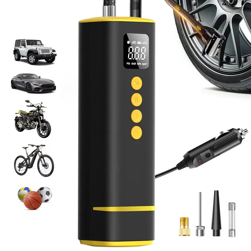 Car Tire Air Pump Mini Air Compressor Portable Wired Inflator For Car With Extended Power Cord