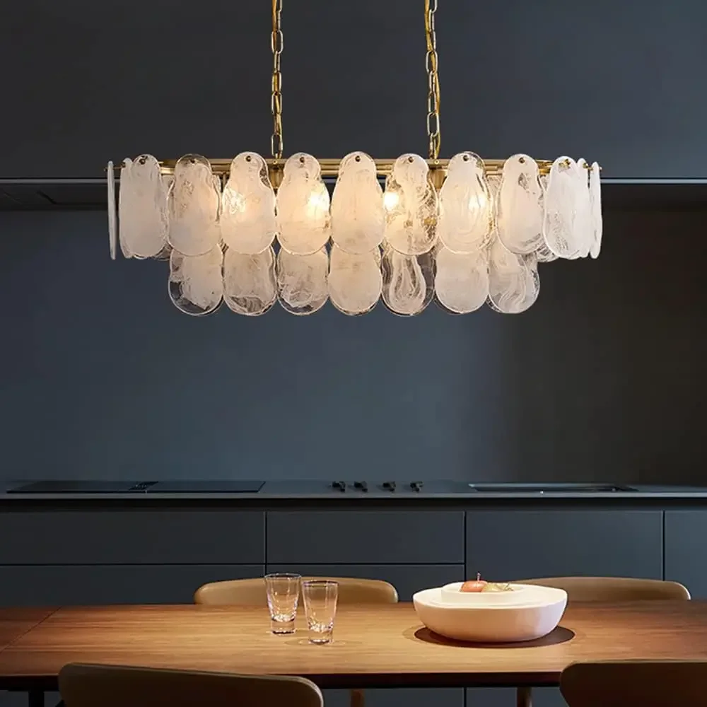 Nordic Luxury Pendant Lamp Glass Metal Crystals Chandeliers Living Room Dining Room Decoration Hanging Ceiling Led Light Fixture