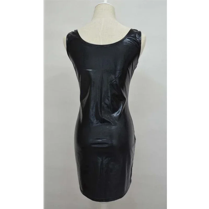 بو فو الجلود المثيرة نادي فستان قصير المرأة ويتلوك الساخن مثير اللاتكس كلوبوير البلاستيكية الملابس الداخلية Catsuit فستان لامع القطب ازياء xxxl