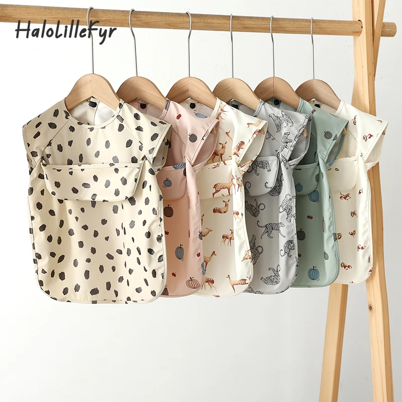 

Waterproof Baby Feeding Bibs with Pocket Sleeveless Toddler Painting Smock for Boys Girls Children's Anti-dirty Apron Baby Stuff