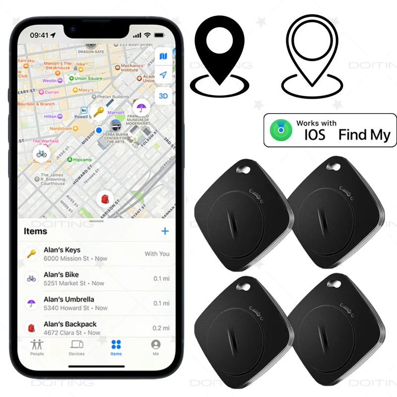 Smart Bluetooth GPS Tracker Works with Find My APP Anti Lose Reminder Device for iOS Replacement Locator MFI Rated