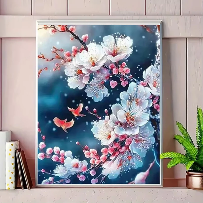 

Алмазная вышивка 5D «Цветущий слив» (полный набор), вышивка крестиком, квадратные/круглые стразы, мозаика, декор для дома