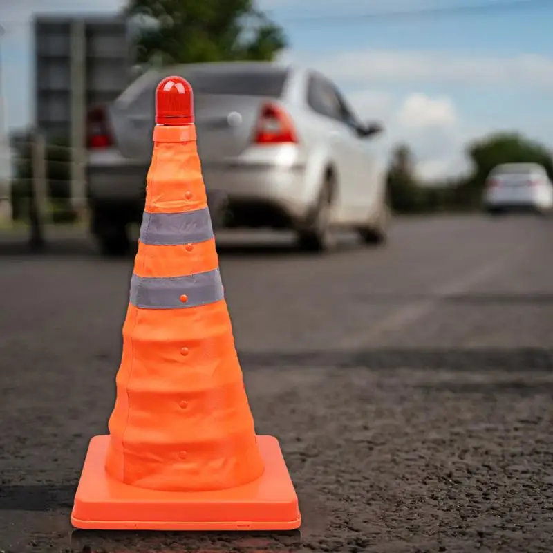 Stożki konstrukcyjne wytrzymałe stożki parkingowe z kołnierzami odblaskowymi składane podjazd ruch drogowy stożki sterujące 18 Cal dla