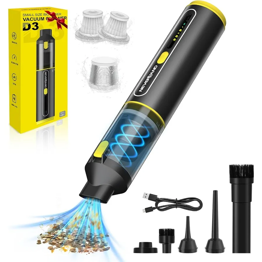 

Автомобильный пылесос - мощный всасывающий мини-пылесос 20000 Па для выдувания и надувания 4-в-1, портативный беспроводной пылесос для автомобиля, офиса De