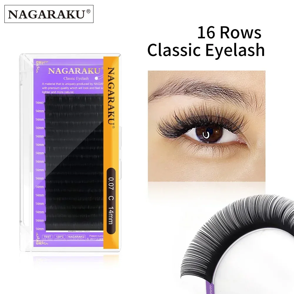 NAGARAKU 16Rows Faux Mink Individual Classic Eyelash Extensions Volume False Eyelashes Soft Natural Classical Lashes Makeup