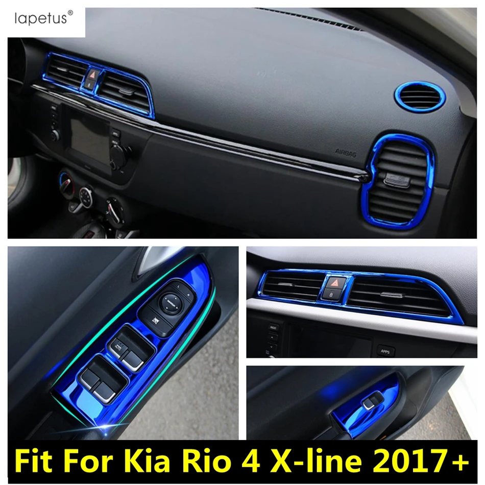 

Dashboard Middle Air AC Vent Outlet / Window Lift Button Panel Cover Trim For Kia Rio 4 X-line 2017 - 2020 Interior Accessories