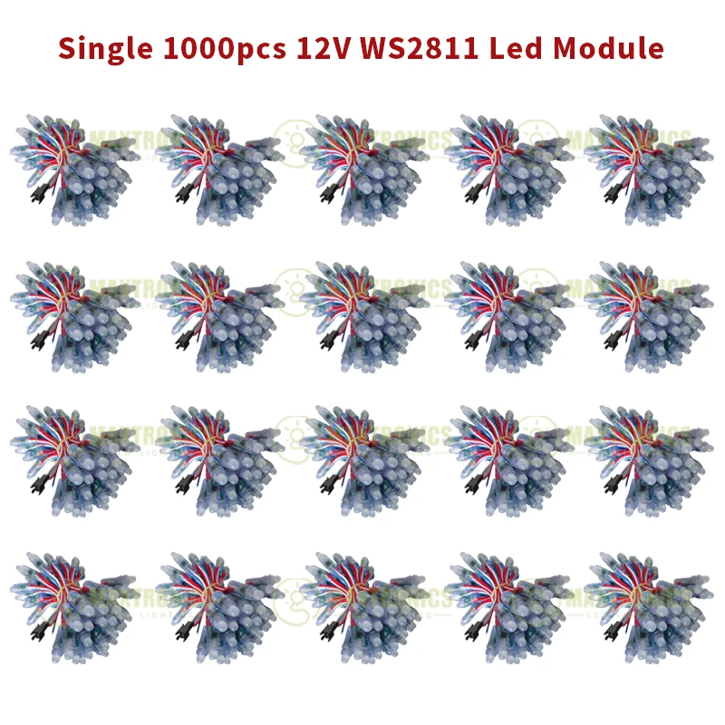 DC12V 500-1000 szt. 12mm WS2811 IC pełnokolorowa moduł lampy LED pikselowa IP68 wodoodporna kolor RGB oświetlenie pikselowe LED cyfrowa lub pełny