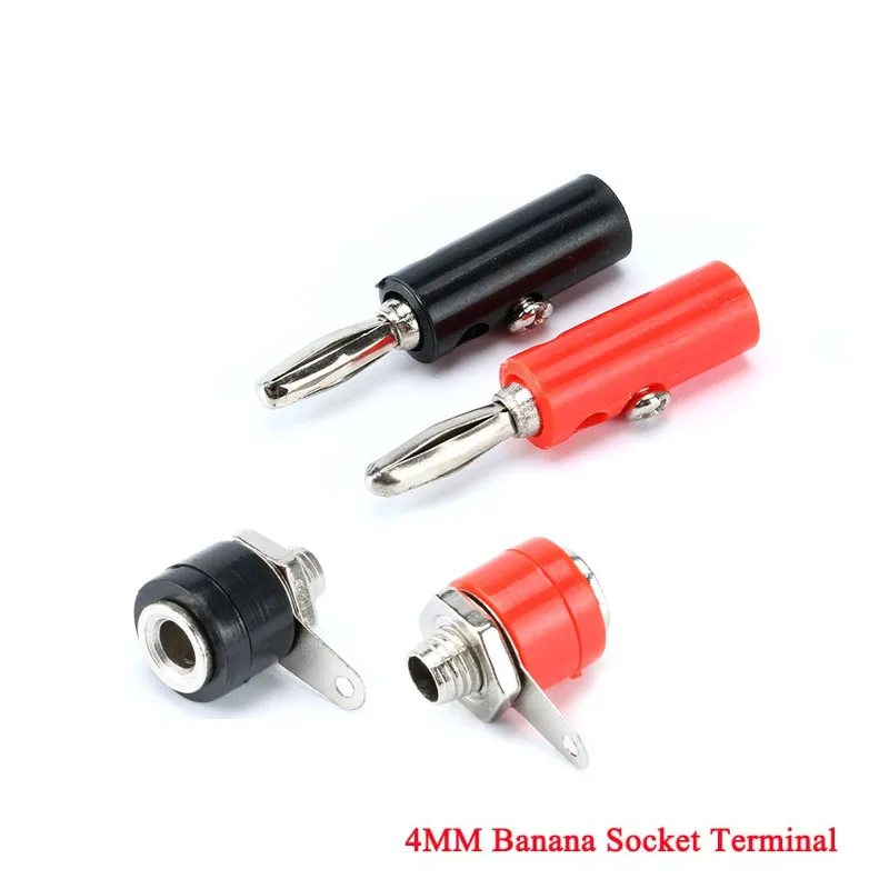 1-10pcs 4mm Banana Plug Male Female Banana Jack Panel Mount Banana Socket Terminal Connector Adapter Red Black for Amplifier