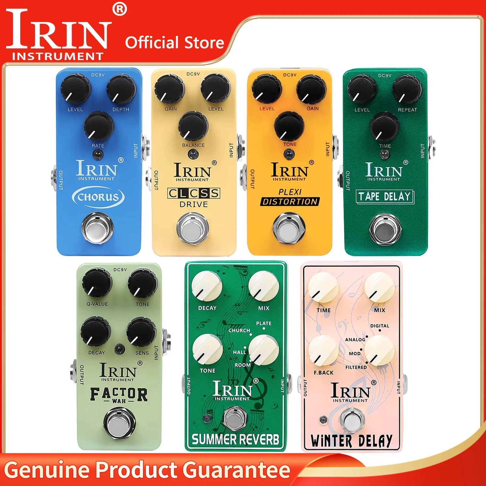 

Педаль эффектов IRIN для гитары Wah/Delay/Chorus/Reverb/Overdrive/Distortion Pedal True Bypass Запчасти и аксессуары для электрогитары