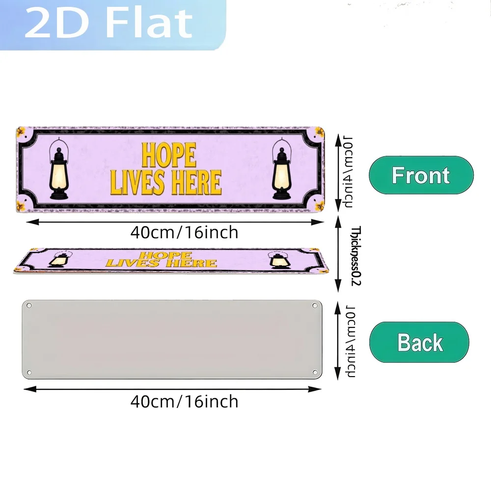 2D Flat, 1pc 'Hope Lives Here' Aluminum Sign, Indoor/Outdoor Wall Hanging Decor, Multi-Purpose Holiday Plaque
