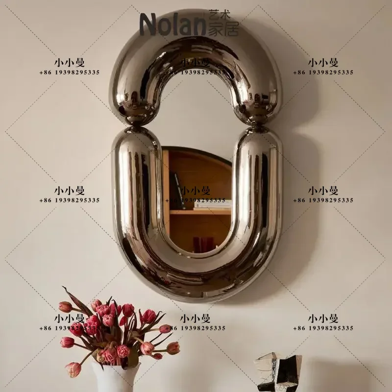Simple and atmospheric custom art light luxury FRP silver electroplating full body mirror
