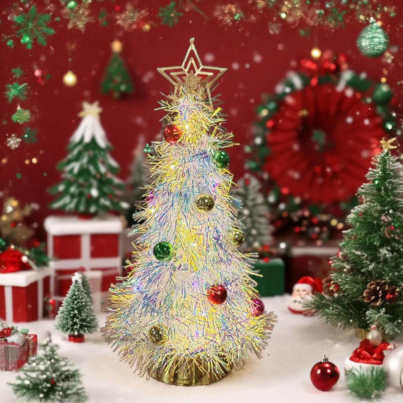 

Christmas Colorful Iron Tree Decoration Lamps Creative Desktop Display Ornaments