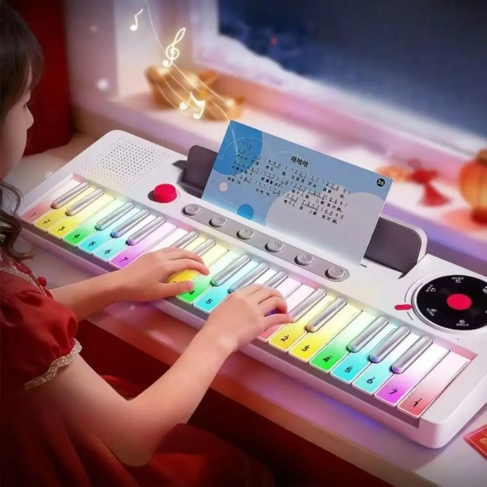 37 Key Electronic Piano LED Colorful Lights Learning Music Children Electronic Organ 22 Timbre Small Piano Keyboard Baby