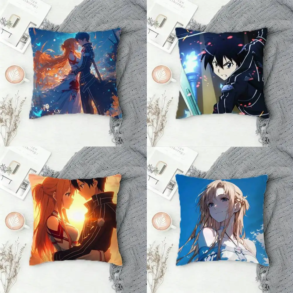 

S-Sword Art Online Double-sided Printed Square Decorative Cushion Cover for Sofa Living Room Home Decor