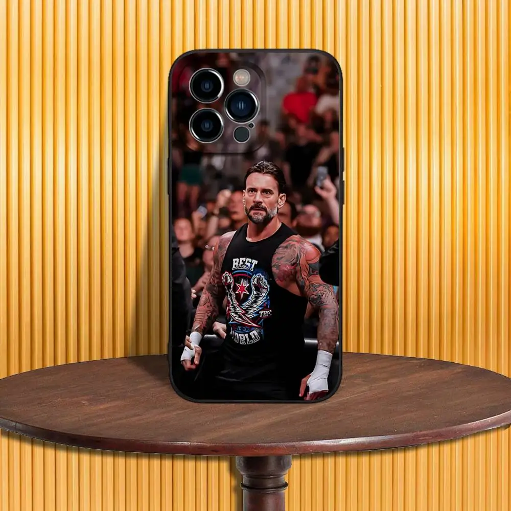 CM P-Punk WWE RAW Phone Case For iPhone 17,16,15,14,13,12,11 Pro,Max,Plus,XR,Mini,Air,E Black Full-coverage Soft Case