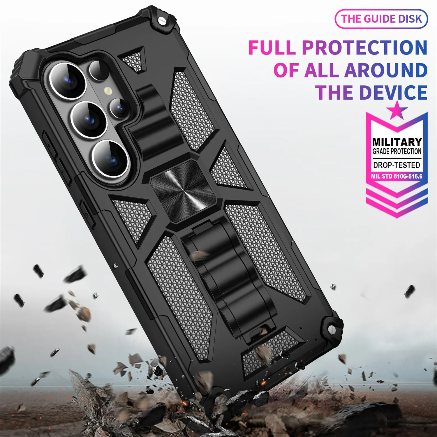 Tarnmuster Anti-Schock-Hülle für Samsung Galaxy S26 Ultra S25 FE S24 A56 A16 A17 A37 A57 Militärische Rüstung mit Integriertem Ständer – Detail 3