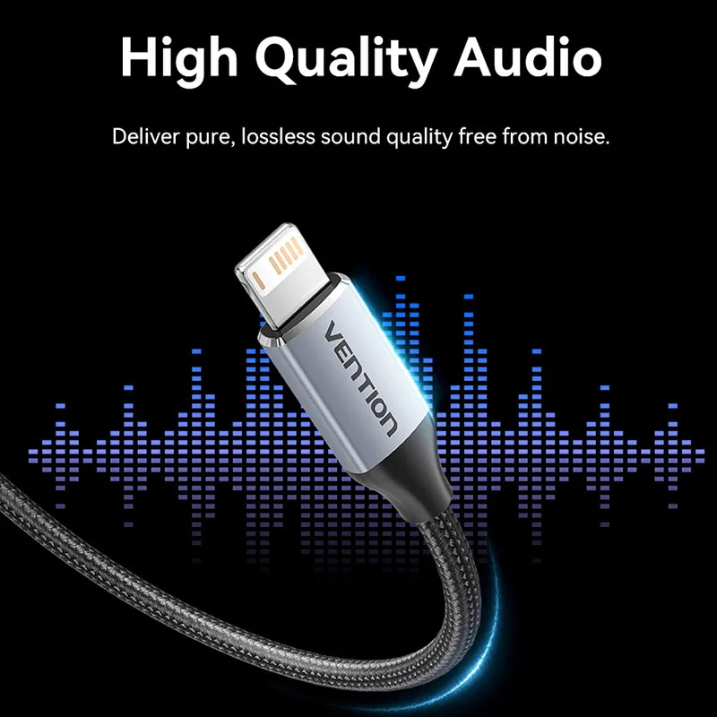 Vention البرق إلى 3.5 مللي متر محول DAC سماعة محول الصوت الفاصل آيفون 14 12 برو ماكس xr كابل مساعد ملحقات الهاتف