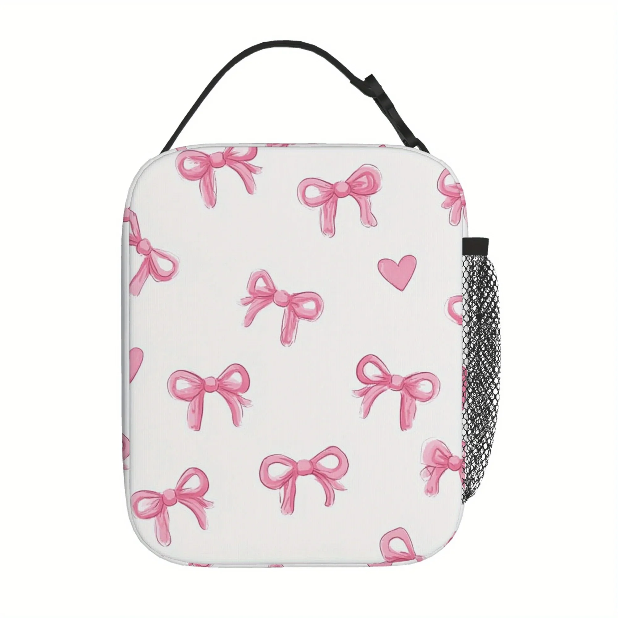 1pc,  Bow and Heart Pattern Printed Thermal Bag, Insulated Bag, Not for Food Contact, Suitable for Home, Restaurant, Office, Uni