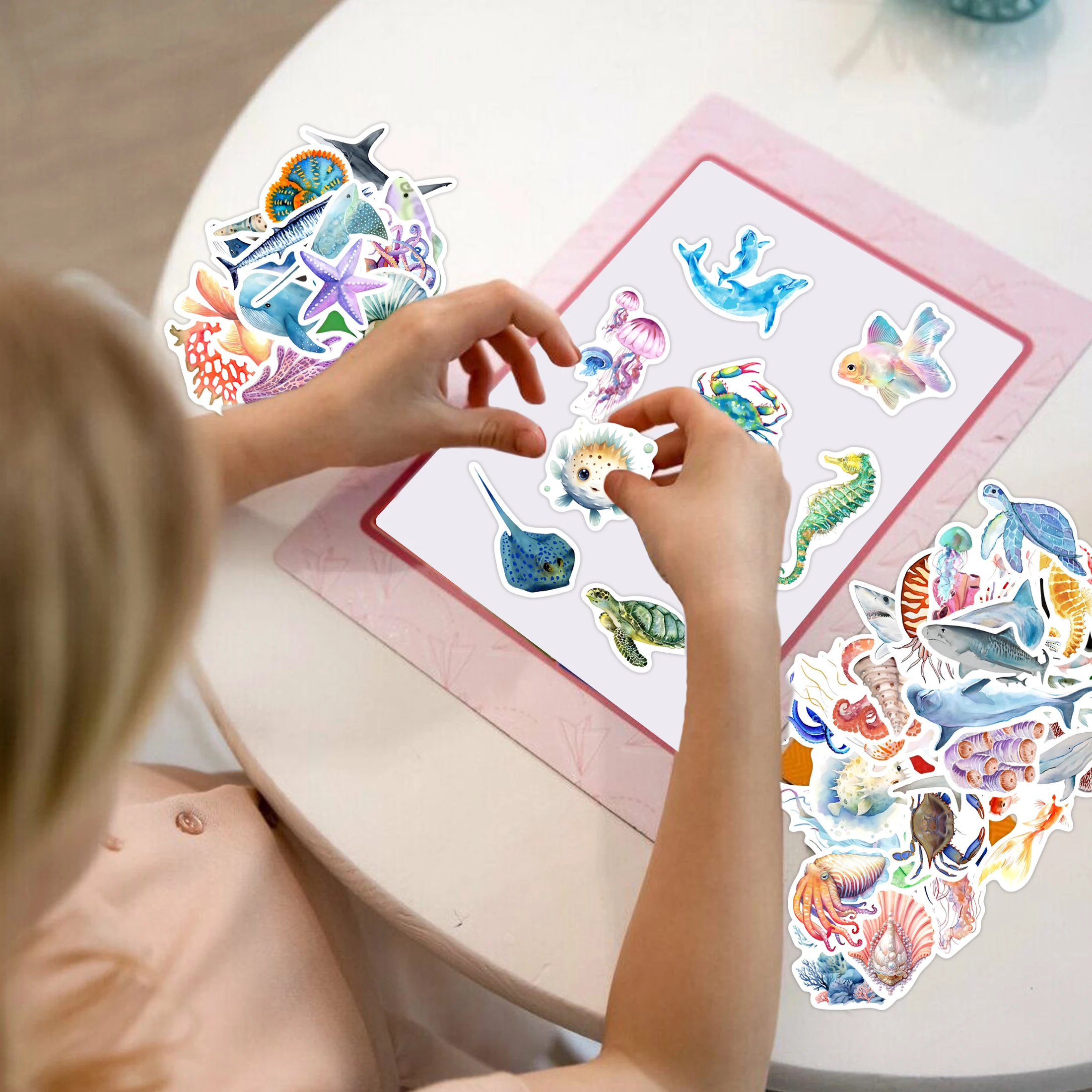 51 Pcs Sea Animals Water Bottle Stickers for Kids,Glow in The Dark Cute Ocean Creatures Laptop Decals, Vinyl Waterproof Adults