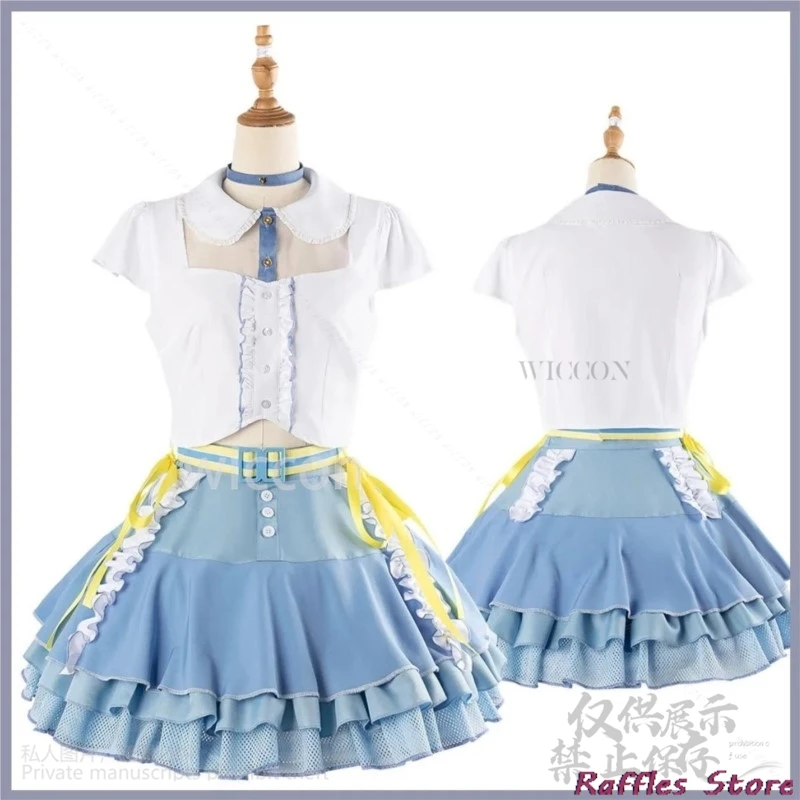 THE IDOLM @ STER Kotone Fujita Cosplay Costume pour Femme Adulte, Perruque 202 létique, Lolita, Jupe Bleue, Belle Robe de Carnaval et d'Halloween