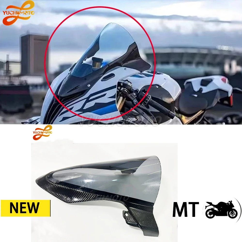 For BMW S1000RR 2019-2024 Carbon Fiber Motorcycle Windshield Heighten Windscreen Enlarge Wind Spoiler Cover Fairing Windscreen
