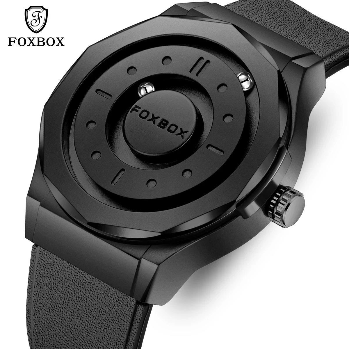 

FOXBOX Роскошные мужские часы с прокруткой и указателем магнитной силы, водонепроницаемые спортивные кварцевые наручные часы для мужчин, reloj hommes