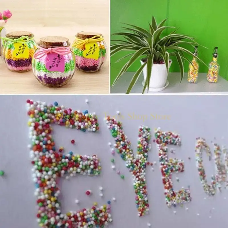 

QX2E 4Pcs Mini Colorful Balls Small Tiny Foam Beads School Arts Crafts Supplies