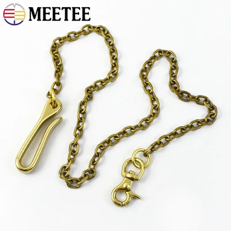 Solid Brass Trousers Jeans Wallet Chain Keychain Motorcycle Biker Metal Buckle Clips Snap Hook Belt Chains DIY Sewing Accessory