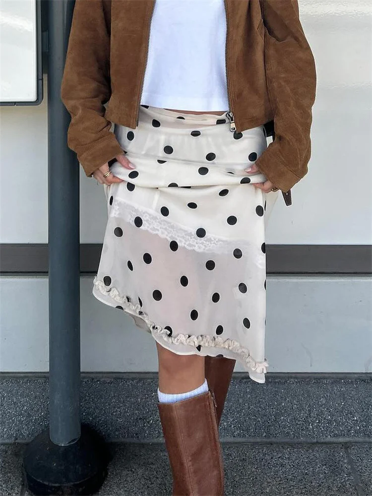 Summer Satin See-Through Long Skirt Women's Ruffled Contrast High Waist Patchwork Commute Clothes Ladies Maxi Skirt 2026