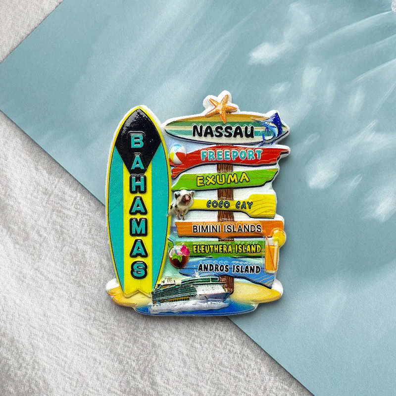 

Bahamas Beach Cultural and Creative Road Sign Fridge Magnet Personalized Creative Travel Souvenir Exquisite Home Decoration