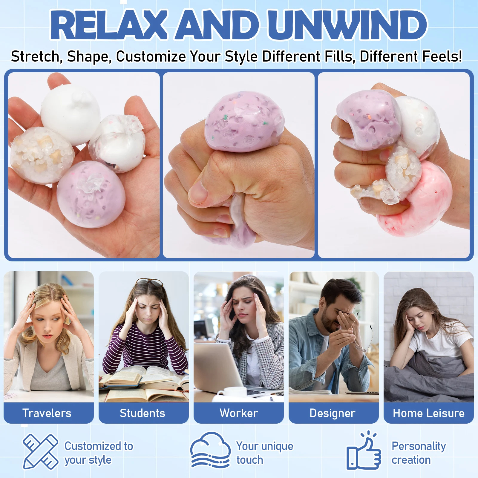15-teiliges DIY Stressball-Bastelset zur Angstlinderung, Quetschball-Bastelsets mit Expansionszange, DIY handgemachte Stressabbau-Spielzeuge – Detail 6