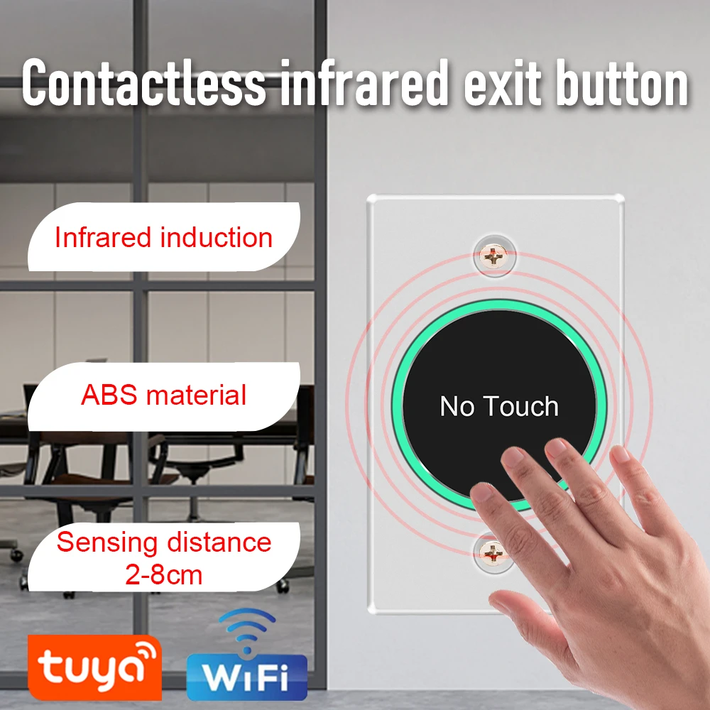 Tuya App Wifi Smart Switch Door Exit Push Release Button No Touch Infrared induction For Access Control Remote Control SmartLife