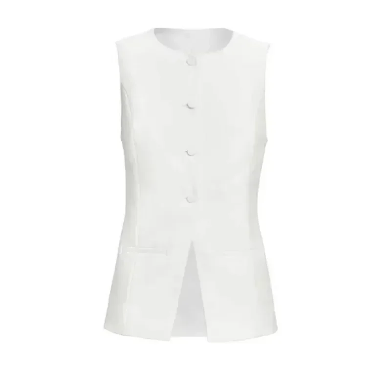 طقم شورت نسائي من أعلى وصدر واحد بدون أكمام وخصر عالٍ ، بدلة مكتب نسائية ، شورت واسع ، موضة جديدة