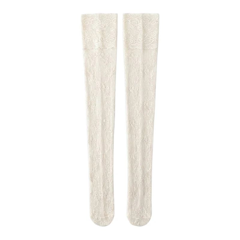 

Женские носки-чулки выше колена, однотонные, осенне-летние, с кружевом, в стиле Лолита, длинные, для девочек