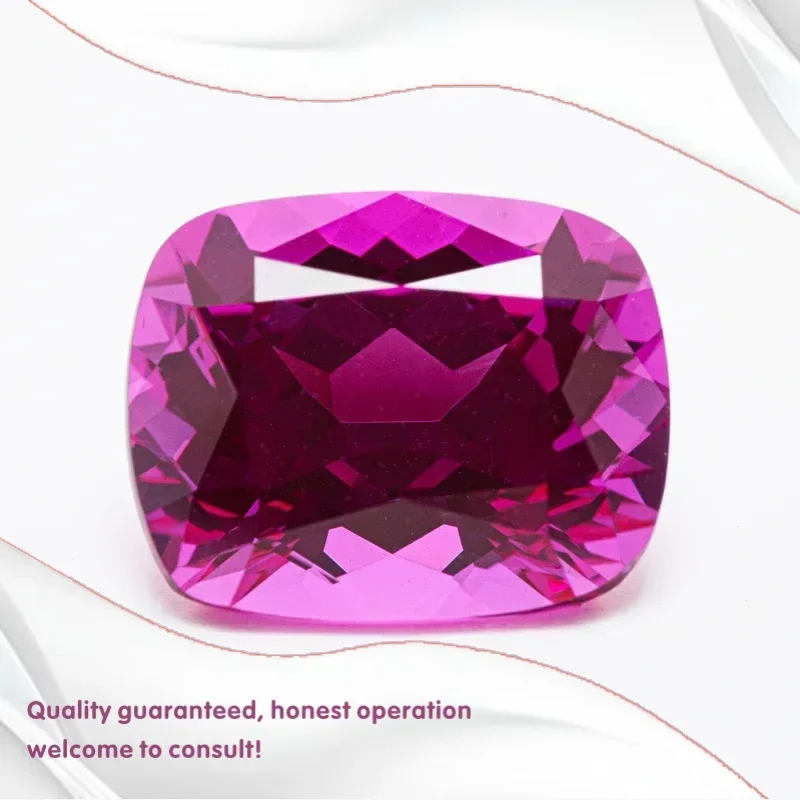 

J-Top выращенный в лаборатории сапфир ярко-розовый прямоугольный форма подушки VVS1 подвески из драгоценных камней DIY для изготовления драгоценных камней сертификат на выбор