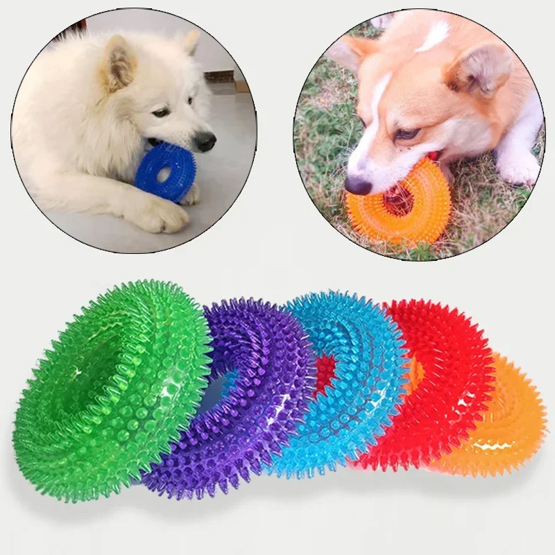 

Strong Donut TPR Pet Dog Chew Toys with Squeak for Small Medium Dogs French Bulldog Corgi Border Shepherd Puppy Pets Accessories