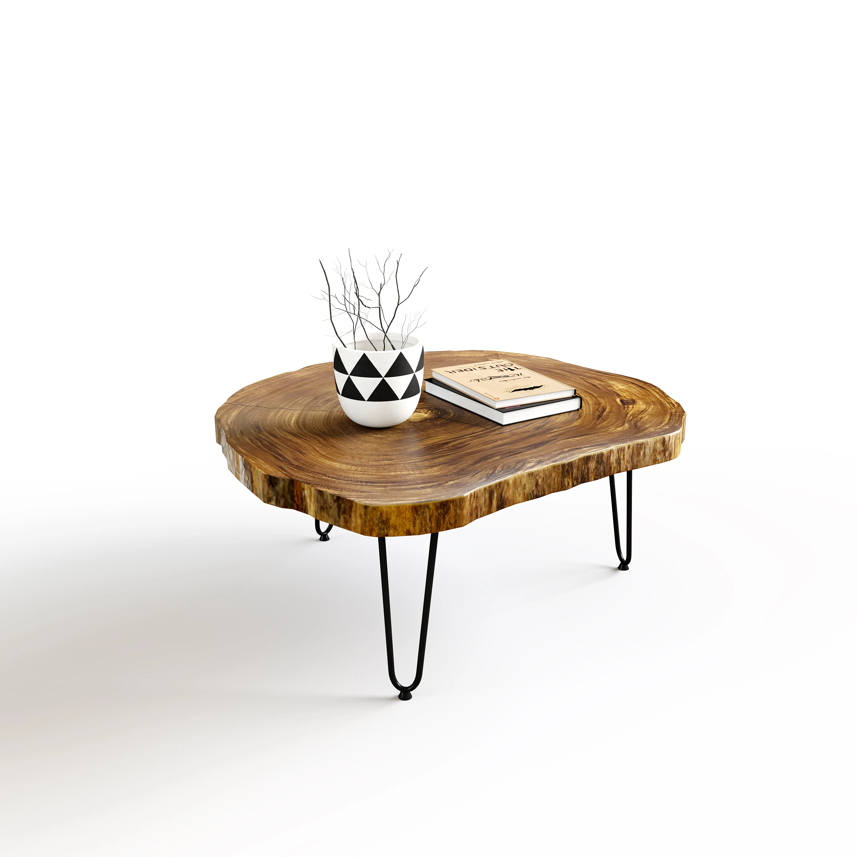 

Мебель Модная форма Дубовый орех Деревянный стол Натуральная круглая плита Журнальный столик с верхним краем Классический