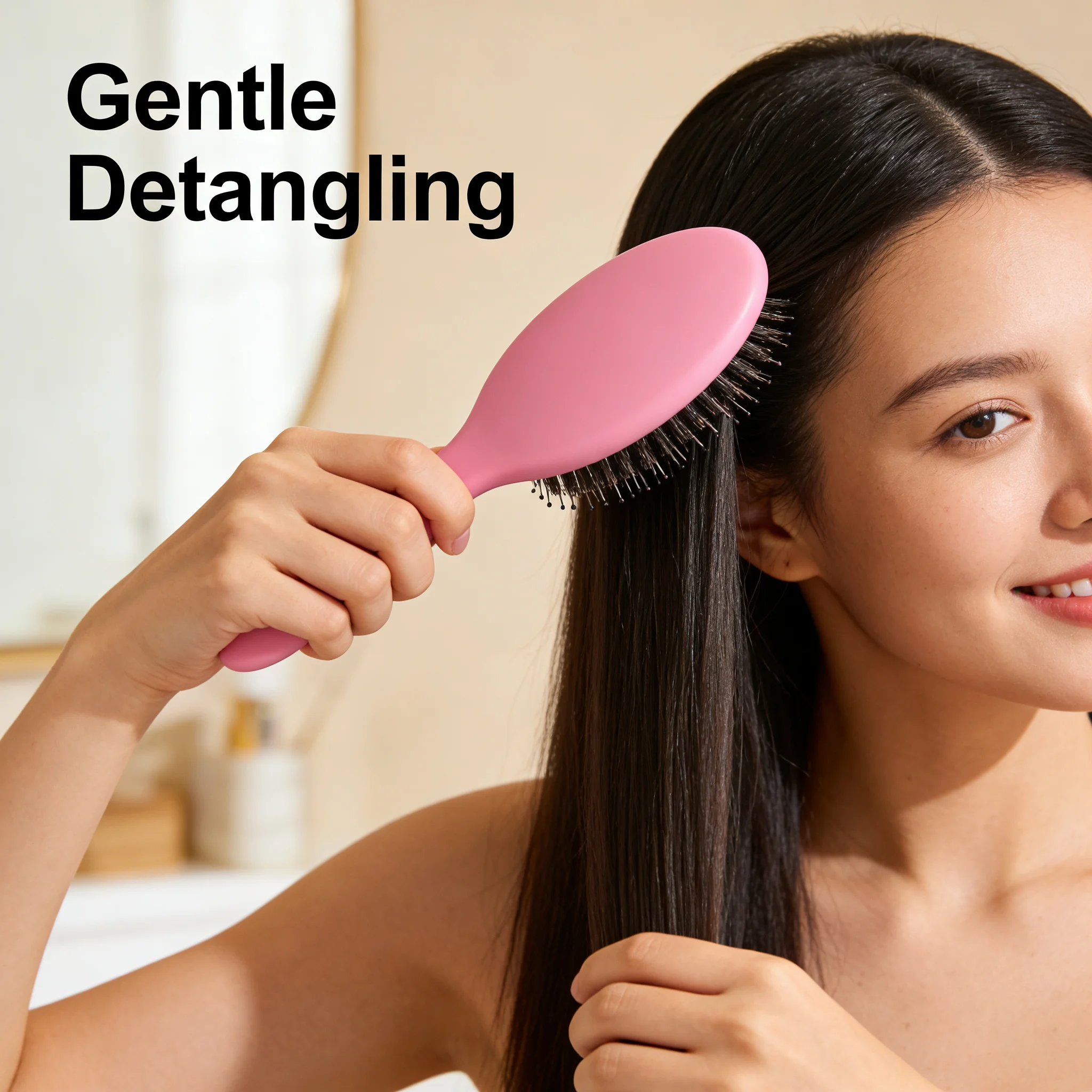 

Daily Hair Care Scalp Massage Boar Bristle Hair Brush Nylon Pins Detangling Brush for Wet Dry Hair New Arrival