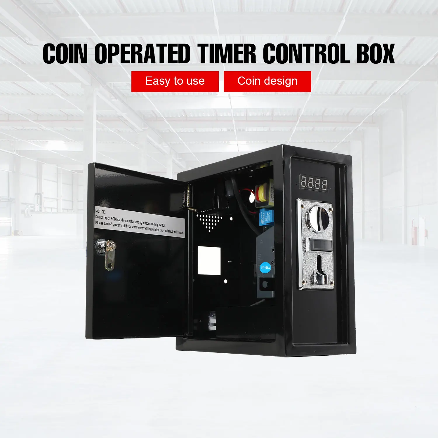 Image of Elektronische Timer-Steuerbox mit Münzeinwurf, Timer-Steuerbox mit Multi-Münzdetektor für Trockner, Waschmaschinen und Massagesessel