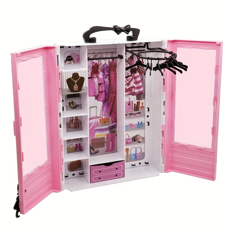 Doll Accessories Wardrobe Fashionistas Closet Portable Fashion Toy Fold-out Clothing Rack, Collecting Doll Clothes Accessories