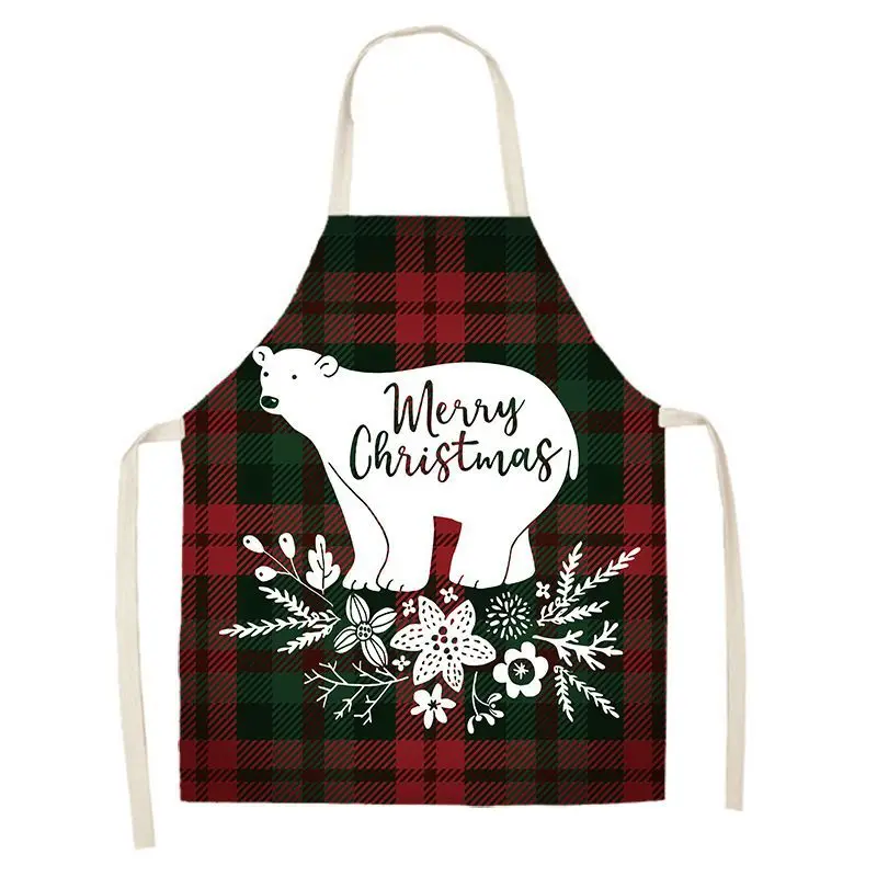 New black and red plaid Christmas apron linen  anti-oil  anti-fouling kitchen cleaning tools home decoration supplies