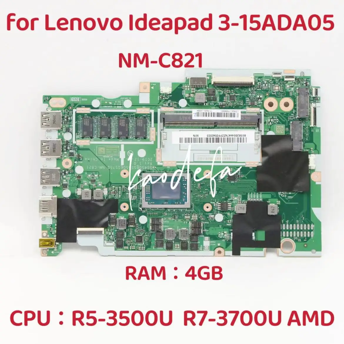 

NM-C821 материнская плата для Lenovo IdeaPad 3 15ADA05, материнская плата для ноутбука R5-3500U RAM:4G FRU:5B20S44470 5B20S44471 5B20S44474